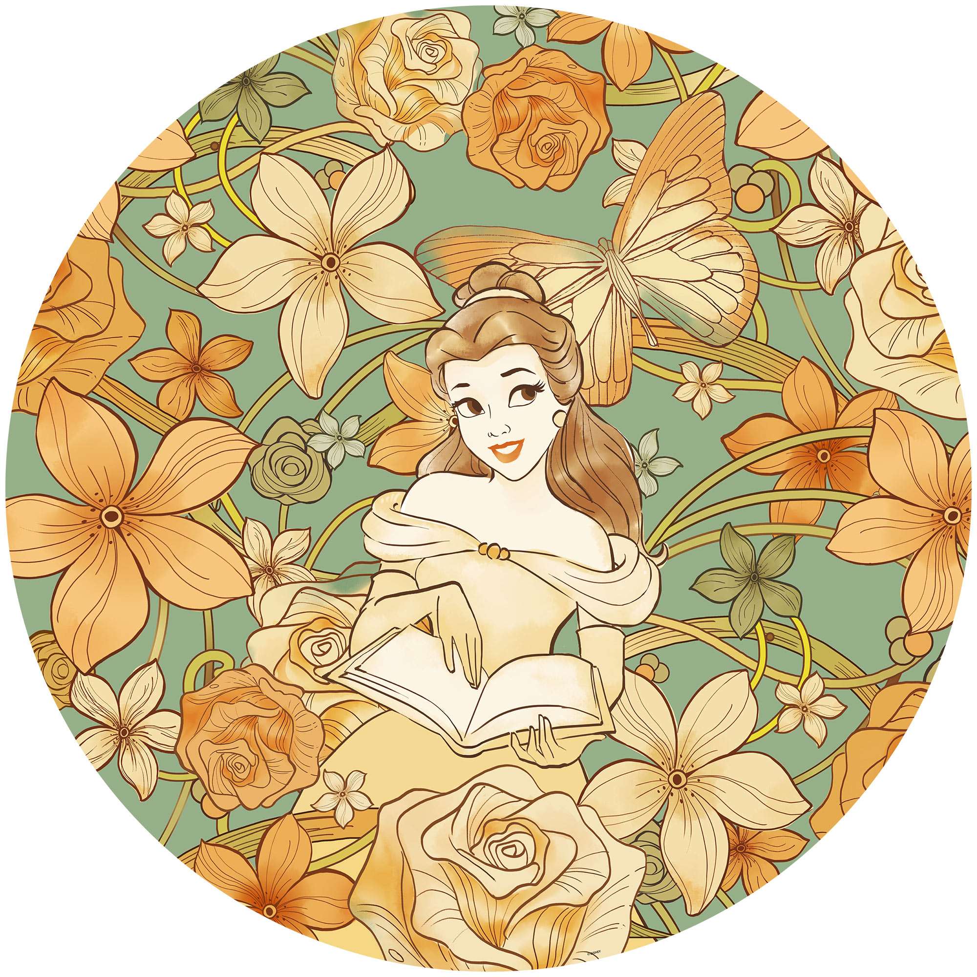 Carta da parati fotografica Komar Disney Dot Belle Spirit of Autumn 125 x 125 cm Tessuto non tessuto autoadesivo La bella e la bestia