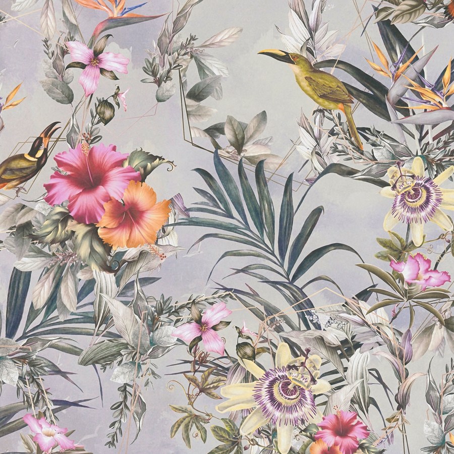 A.S. Creation Dream Flowery 381782 Carta da parati in tessuto non tessuto aspetto floreale 0,53 x 10,05 m Grigio Arancione