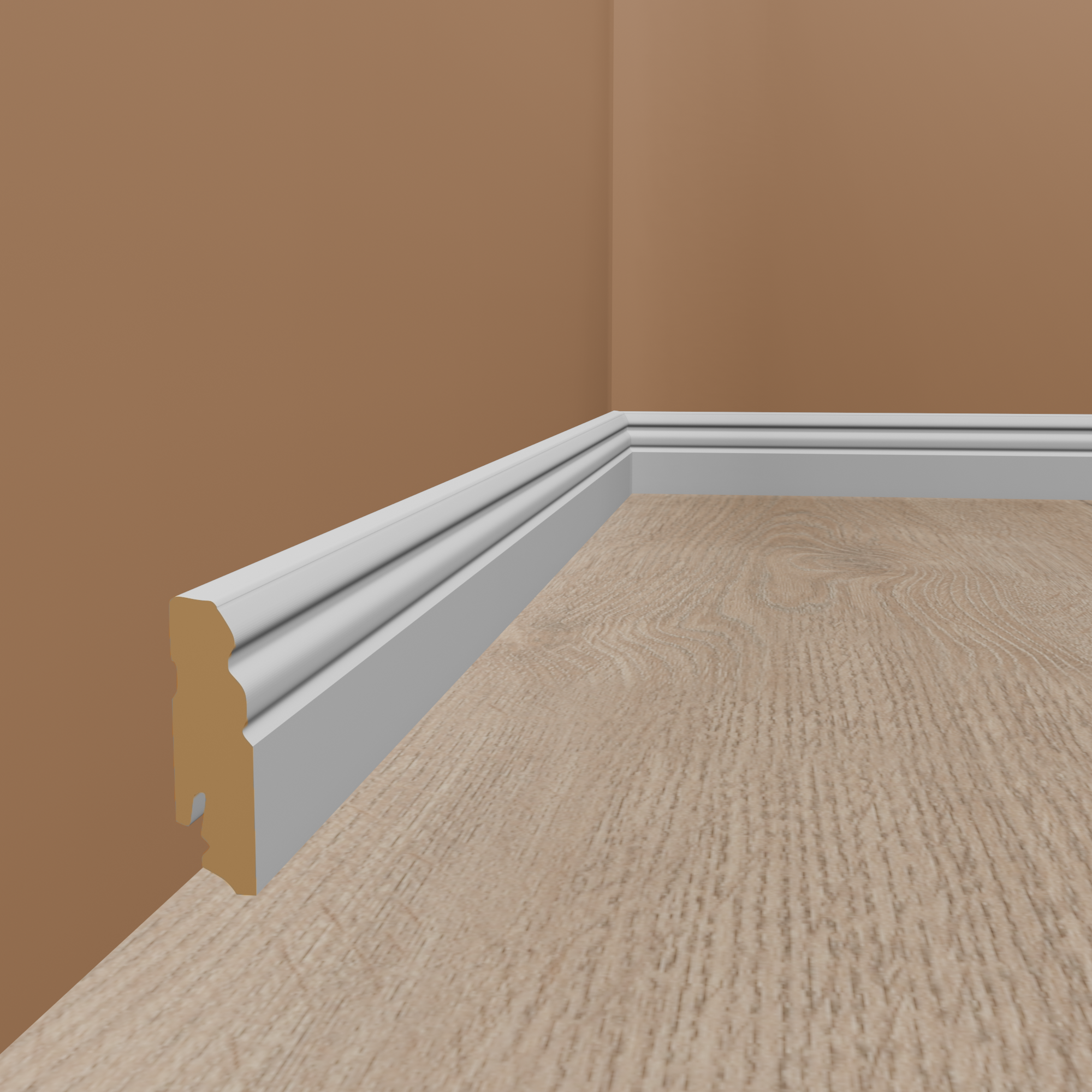 Battiscopa PROVISTON in MDF 18 x 70 x 2400 mm Finitura lamina bianca Profilo Berlin