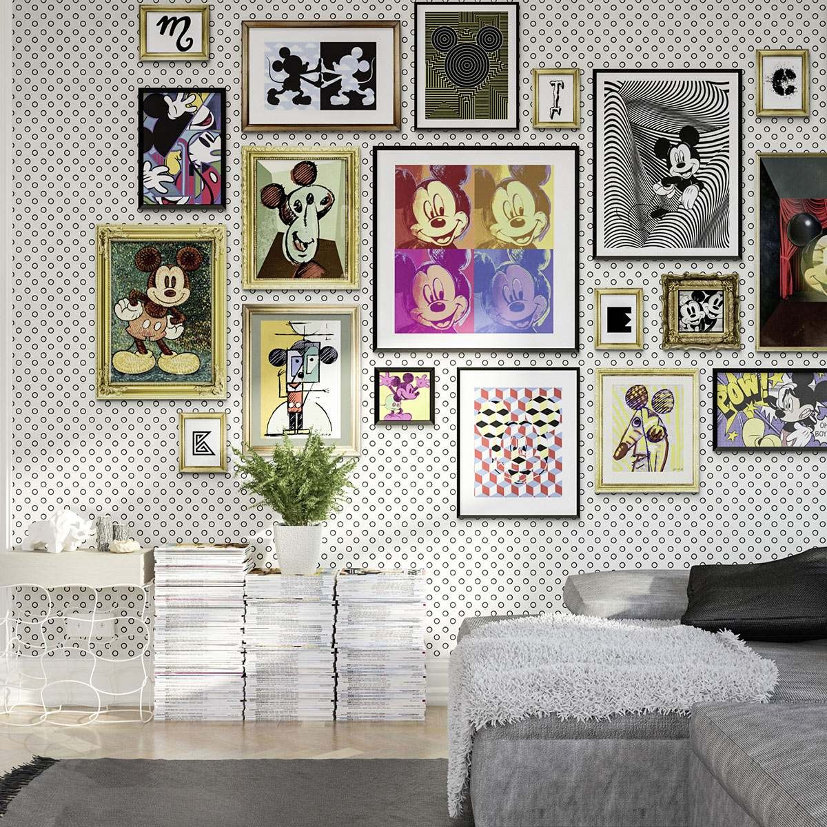 Carta da parati fotografica Komar Disney Mickey Art Collection 250 x 400 cm Carta da parati con stampa digitale Tessuto non tessuto Dipinto Opera d'arte