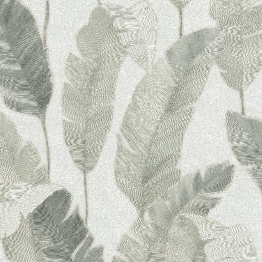 A.S. Creation Stili di viaggio 392184 Carta da parati in tessuto non tessuto Alberi e foglie 10,05 m x 0,53 m Bianco