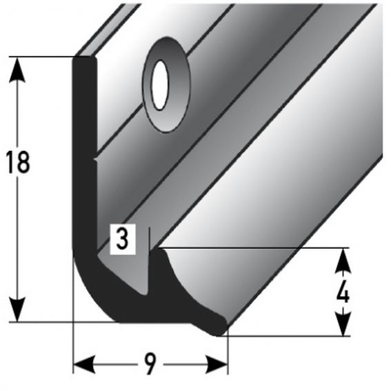 Profili per bordi e angoli per scale Auer Sarnia H 18 mm W 9 mm altezza bordo 3 mm alluminio anodizzato