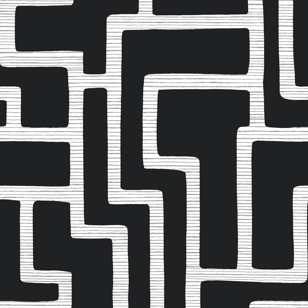 York Wallcoverings Bianco e nero BW3831 Carta da parati Sure Strip Geometrico 0,52 x 10 m
