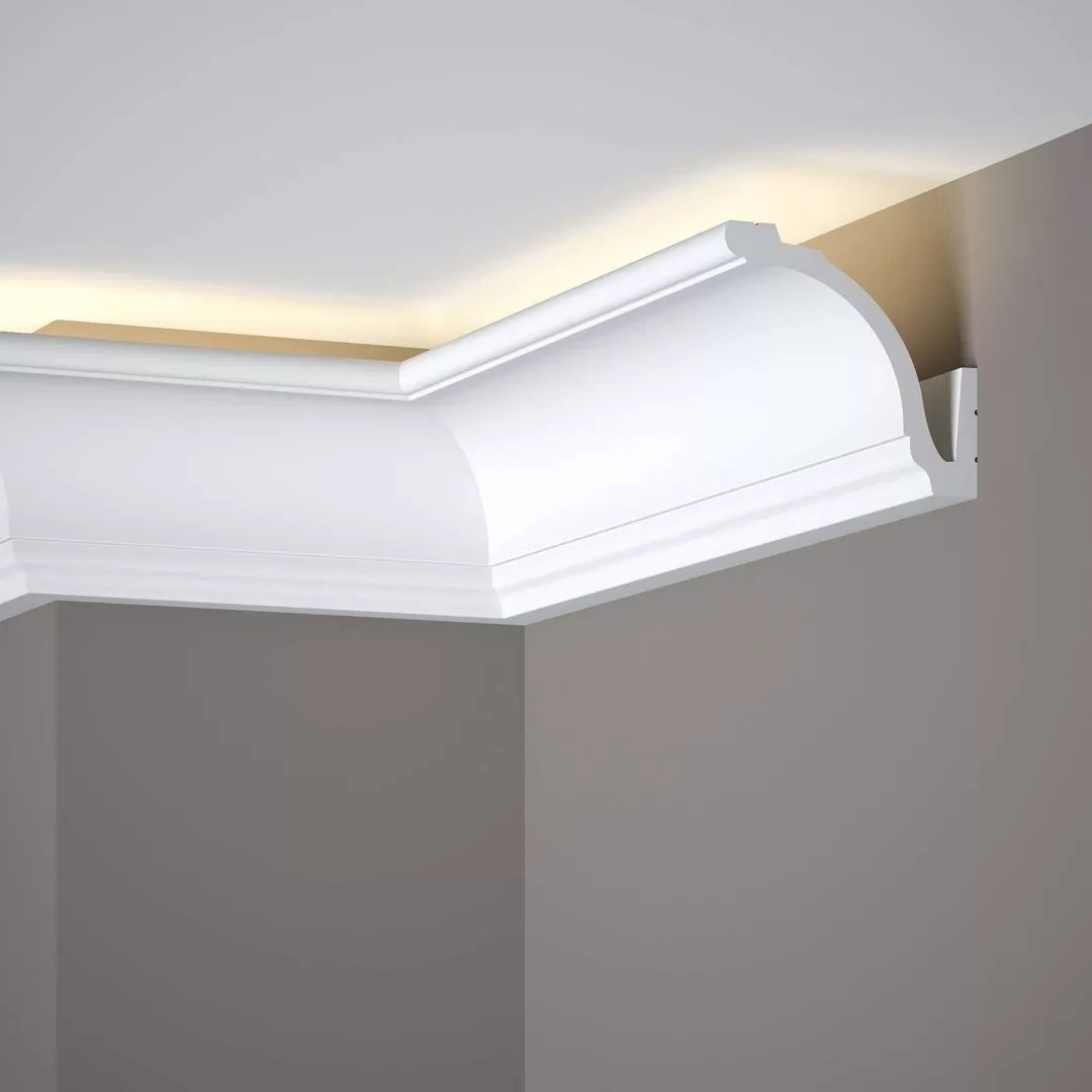 PROVISTON Binario per tenda "NE161" 92 x 83 x 2000 mm Bianco Cornice Modanatura per soffitto Moderno