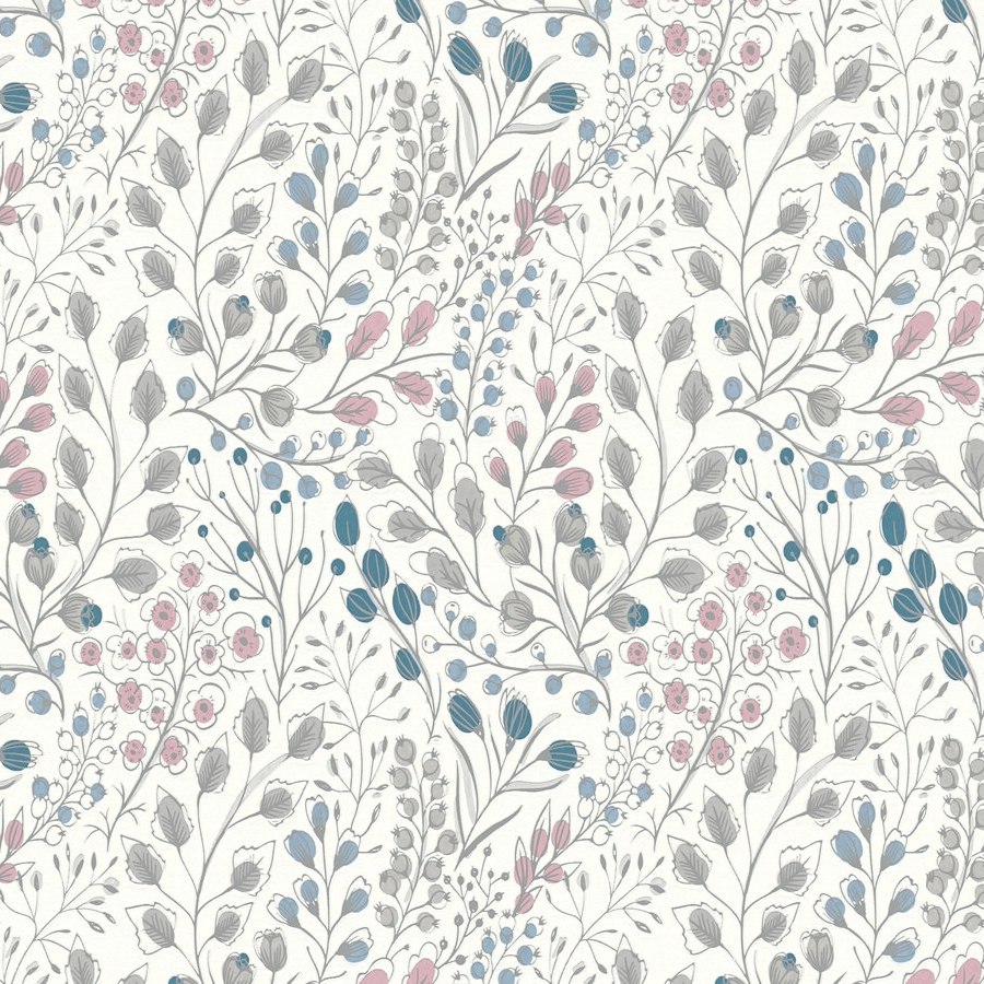 A.S. Creation Attractive 2 388472 Carta da parati in tessuto non tessuto aspetto floreale 10,05 x 0,53 m Bianco