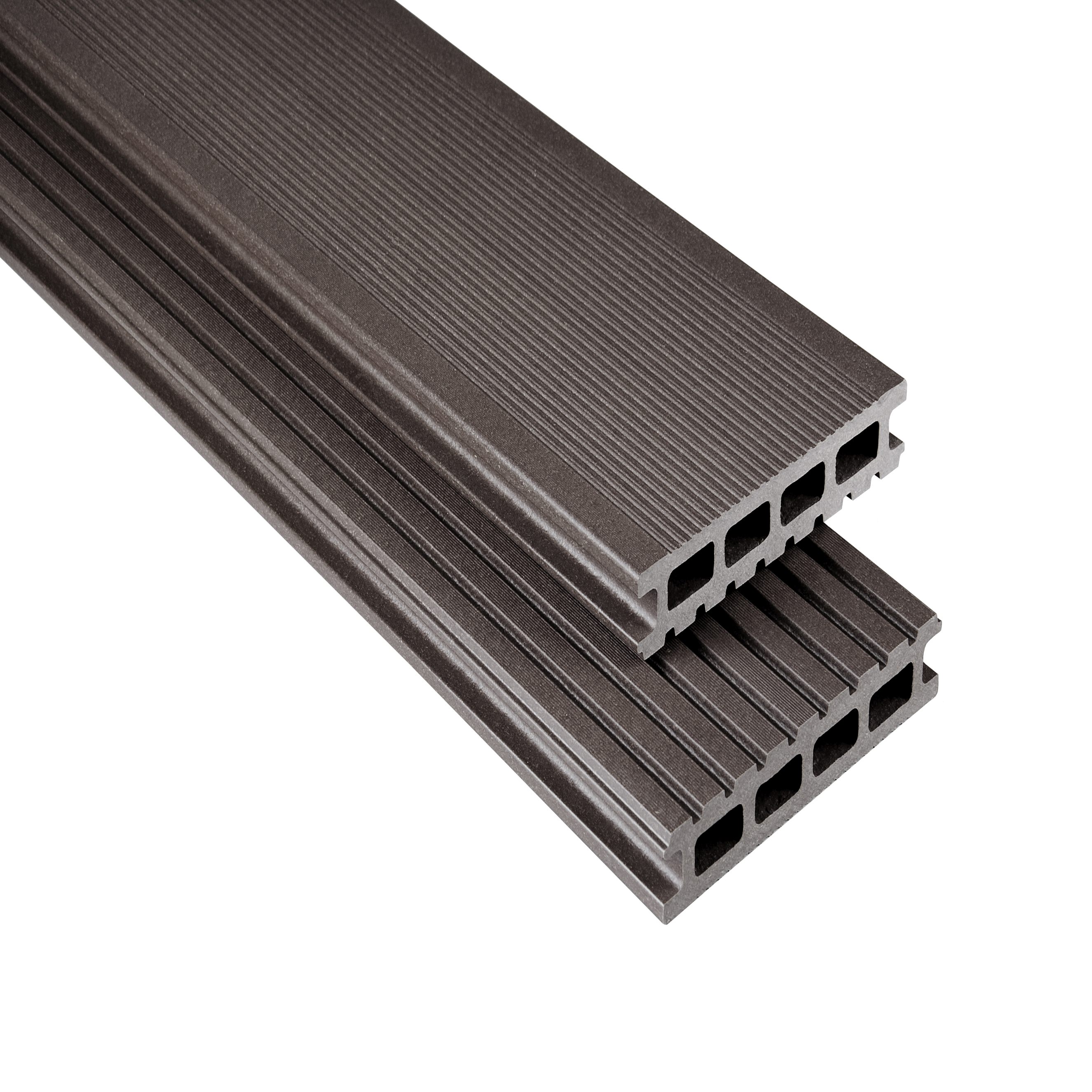 Tavolato per pavimentazione in WPC 14,5 x 2,6 cm, pavimento a camera cava standard grigio-marrone Kovalex