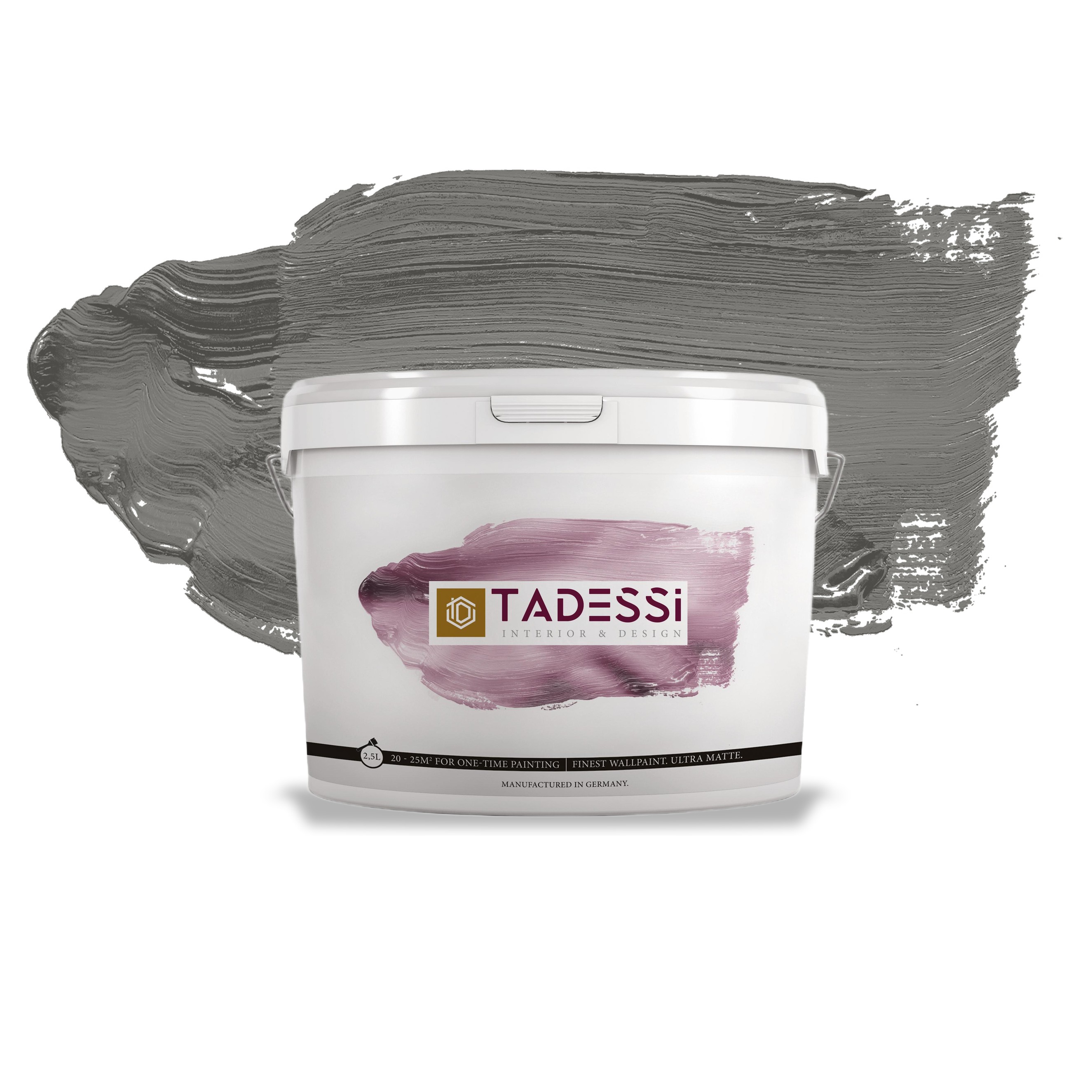 TADESSI Color Vista - Pittura murale Grigio - Grigio Basalto - Pittura per interni opaca - Pittura a dispersione di alta qualità