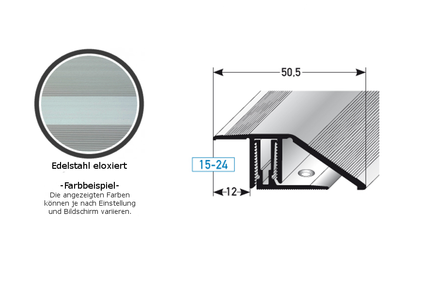 Profili di altezza e regolazione PROVISTON Bellingham B 50,5 mm Altezza bordo 15 - 24 mm Alluminio anodizzato