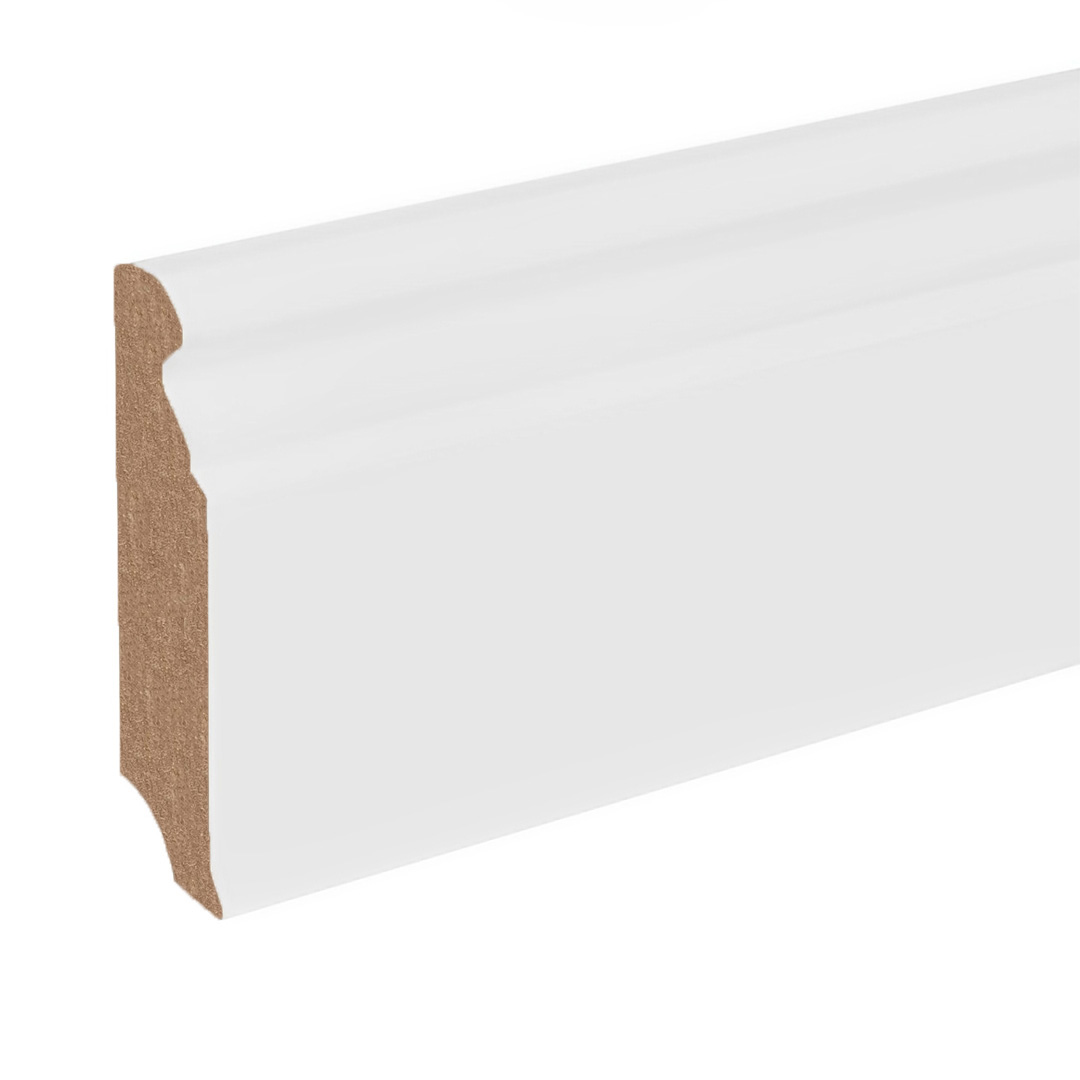Battiscopa / battiscopa / modanatura per pavimento Novara-2 (73005) 16 x 78 x 2400 mm Bianco Ghiacciaio