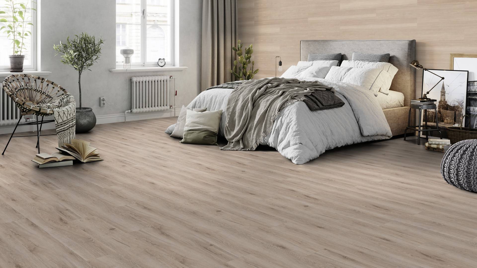 Pavimento in vinile 24H3 8102H Pavimento di design 1212,4 x 177,35 x 5,5 mm Vinile Click effetto legno Beige NKL31