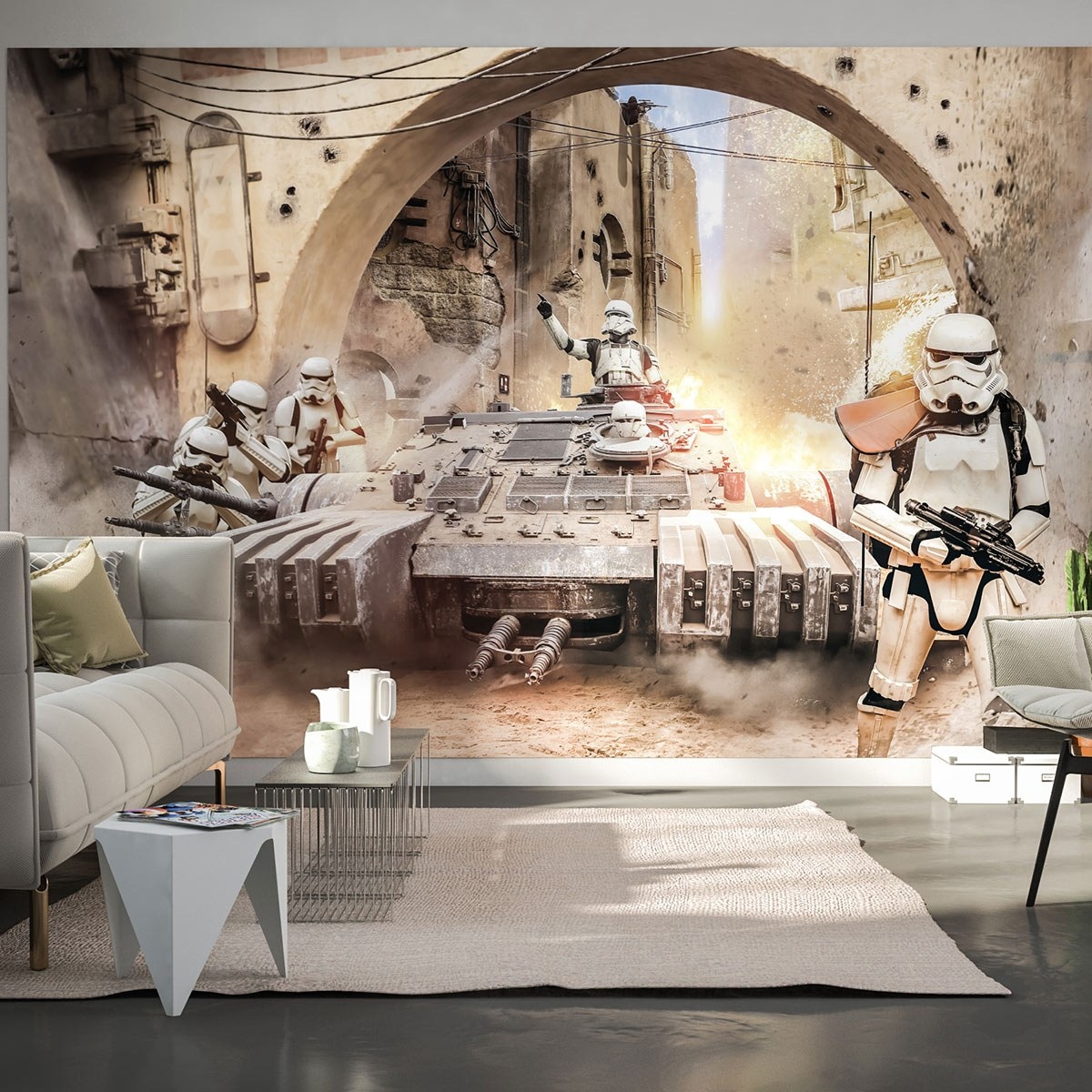 Carta da parati fotografica Komar Star Wars Tanktrooper 250 x 400 cm Tessuto non tessuto Stormtrooper Protezione antincendio Combattimento Ribelli