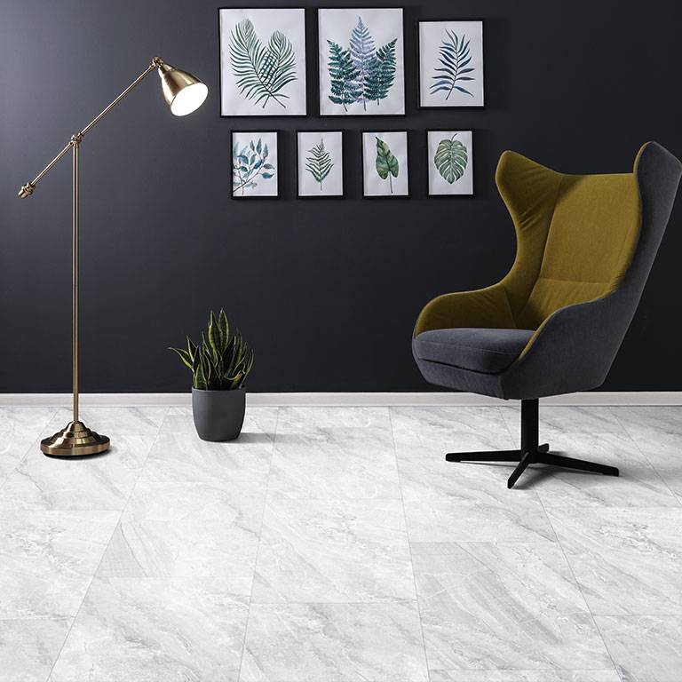 Check One Vinyl Flooring 2152 Heisiek 830 x 470 x 5 mm Click Vinyl Stone Look Marble White