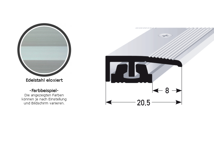 Profili di bordatura e finitura Auer Harvest, larghezza 20,5 mm, altezza bordatura 4 - 7 mm, alluminio anodizzato