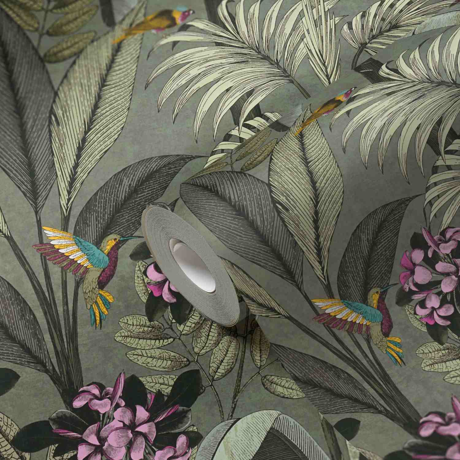 A.S. Creation PintWalls 387382 Carta da parati in tessuto non tessuto Vintage Retro 0,53 x 10,05 m Verde