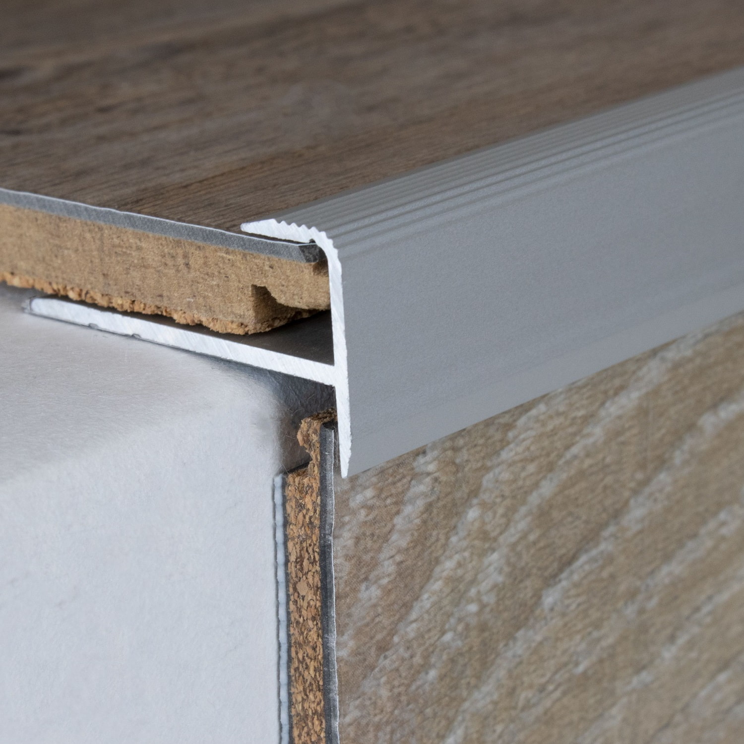 PROVISTON Profilo terminale, altezza 15,5 mm, larghezza 34 mm, altezza bordatura 8,5 mm, profilo bordatura in alluminio