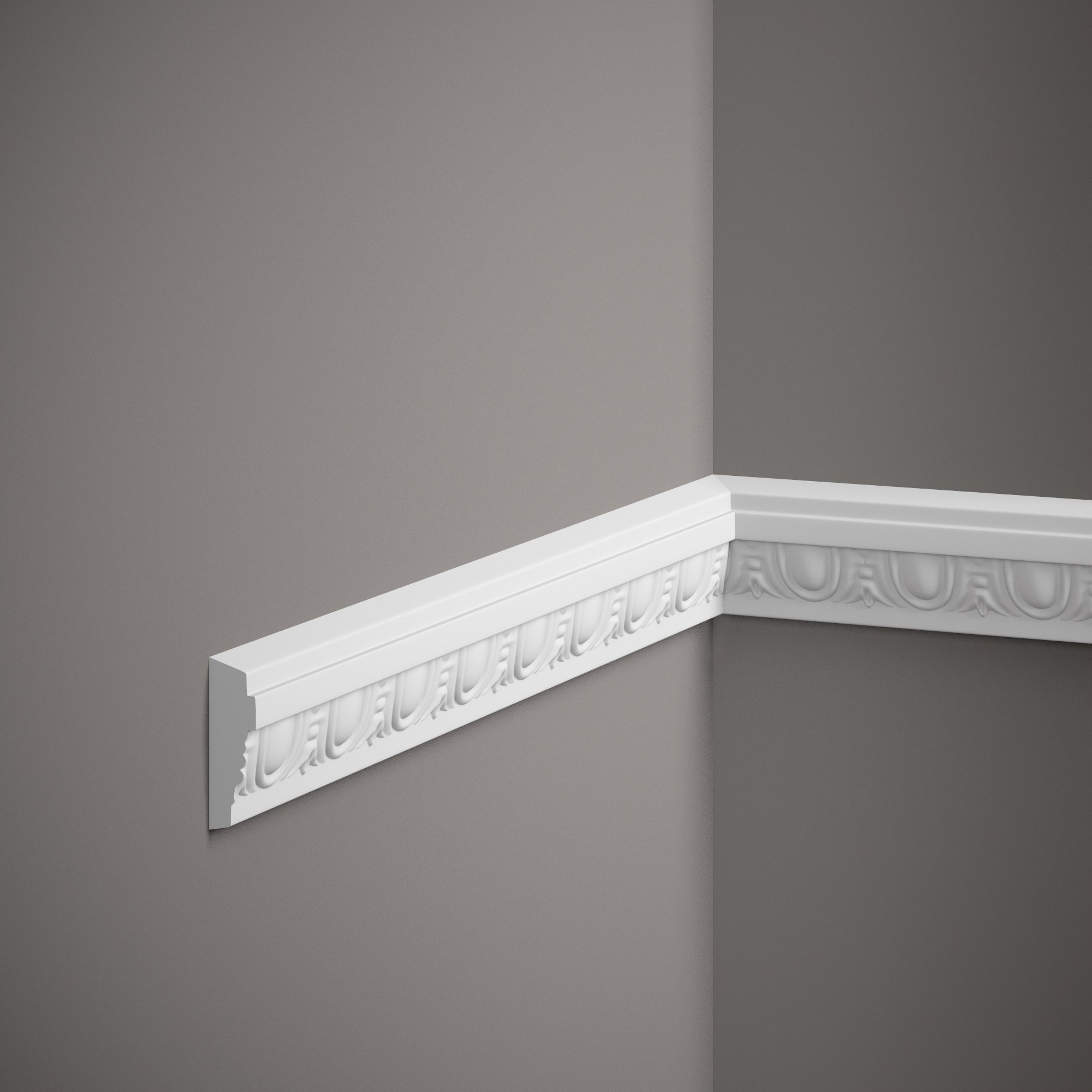Modanatura murale Mardom MDC255 Profoam 16 x 50 x 2000 mm Modanatura decorativa bianca Art Nouveau