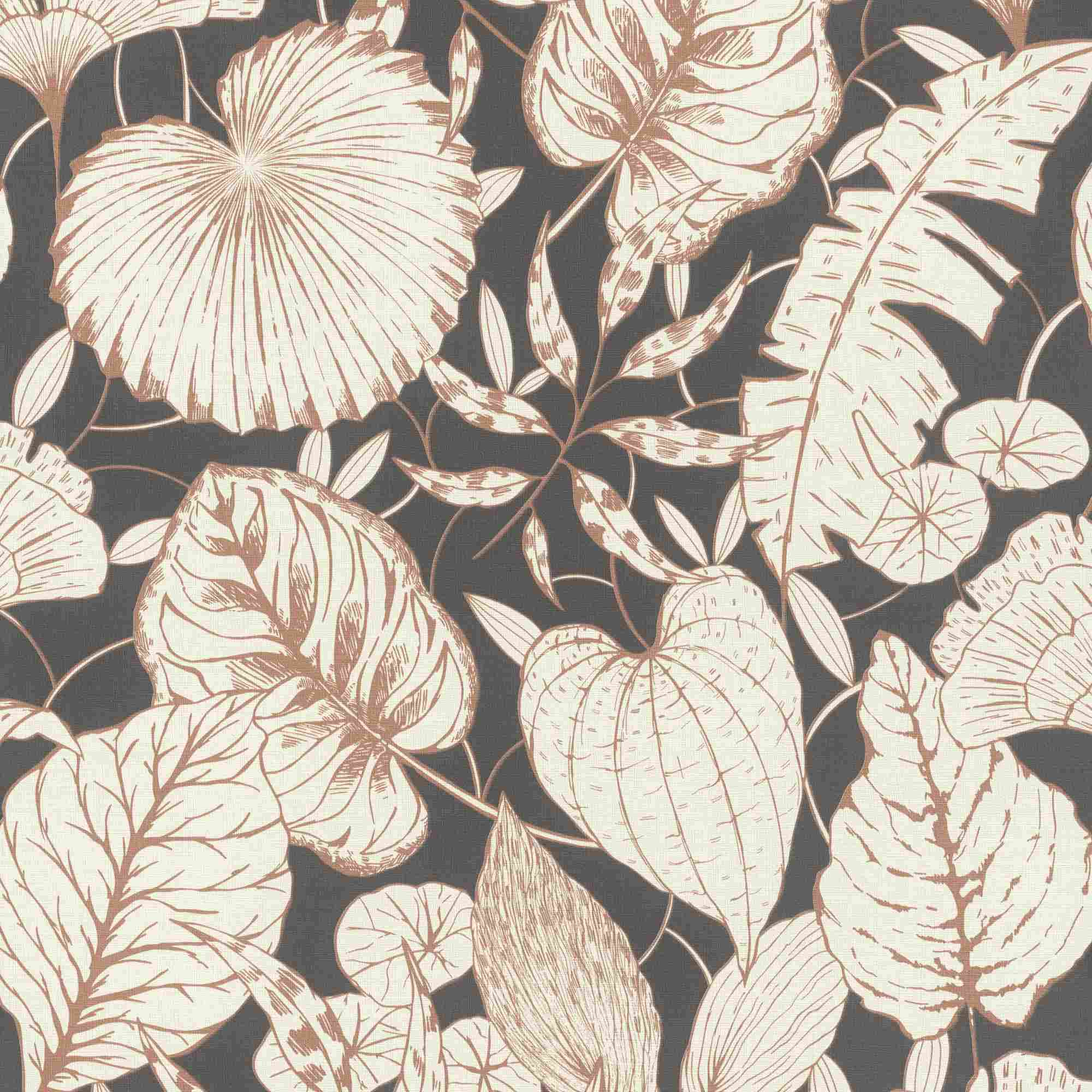 Rasch Selezione 699302 Carta da parati in tessuto non tessuto Botanico 10,05 x 0,53 m Nero Bianco