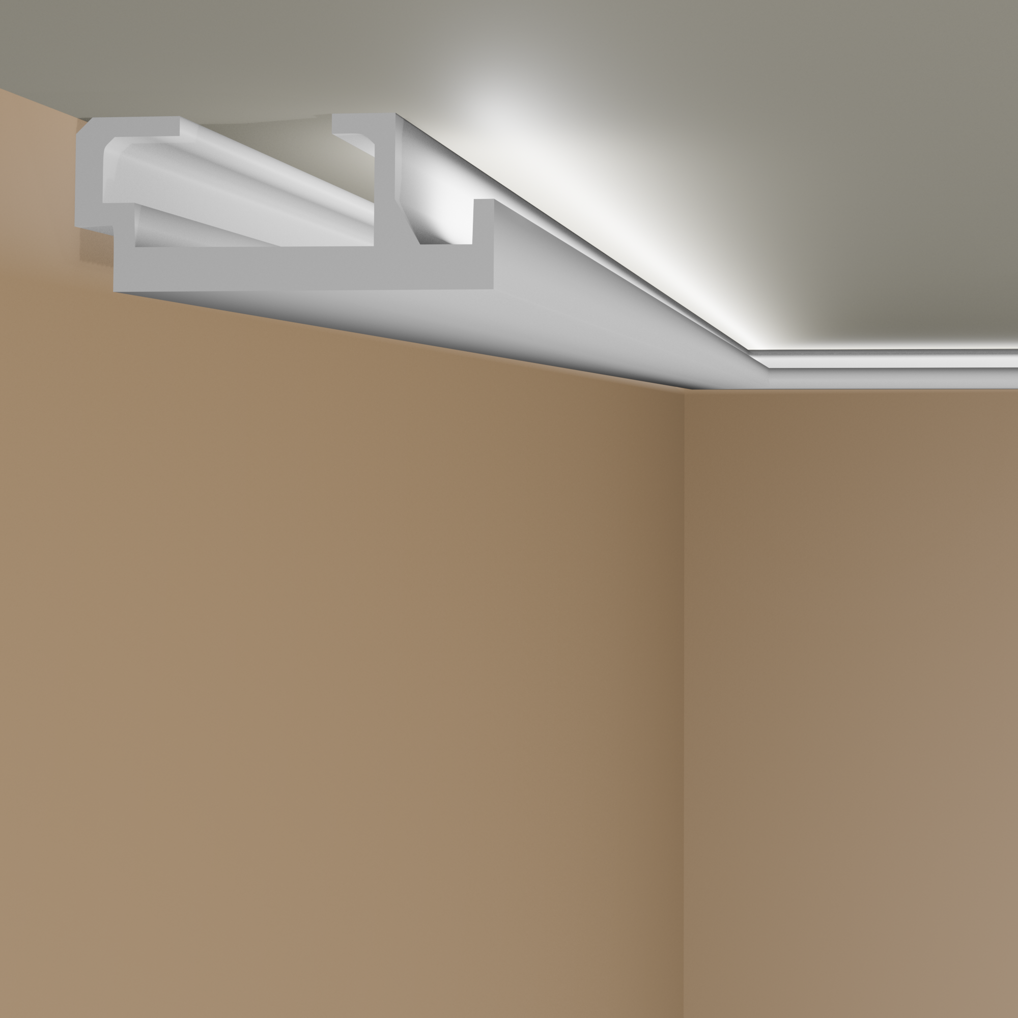 Elite Decor Striscia luminosa "KD408" Polistirene 195 x 80 x 1150 mm Bianco Modanatura per soffitto in polistirolo