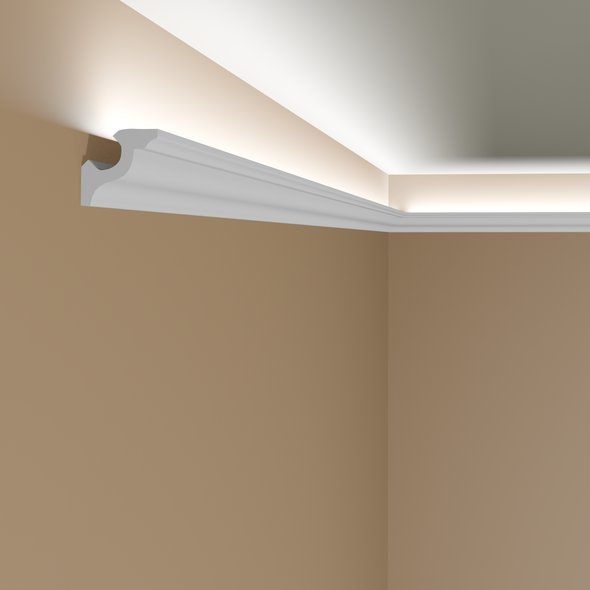 Modanatura per soffitto Mardom MD210 Polyforce 50 x 50 x 2000 mm Cornice bianca Striscia luminosa Illuminazione indiretta
