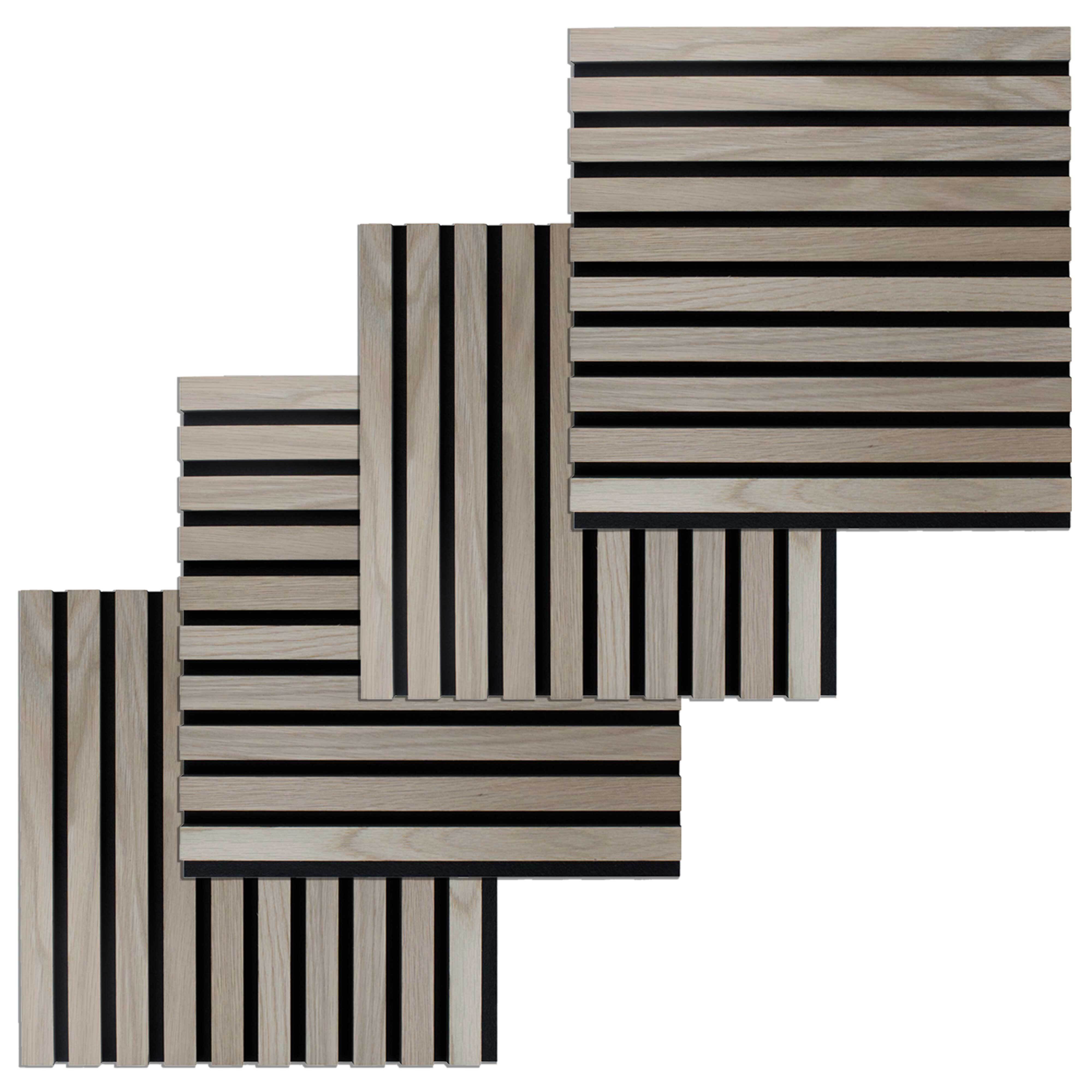 Pannello acustico PROVISTON Set da 4 pezzi 400 x 400 x 21 mm Pannelli acustici da parete in noce MDF impiallacciato