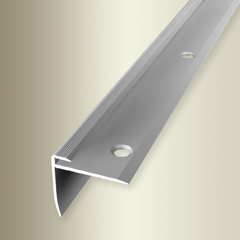 Profili per bordi e angoli delle scale Küberit, larghezza 27 mm, lunghezza 2500 mm, altezza del bordo 3 mm, alluminio anodizzato