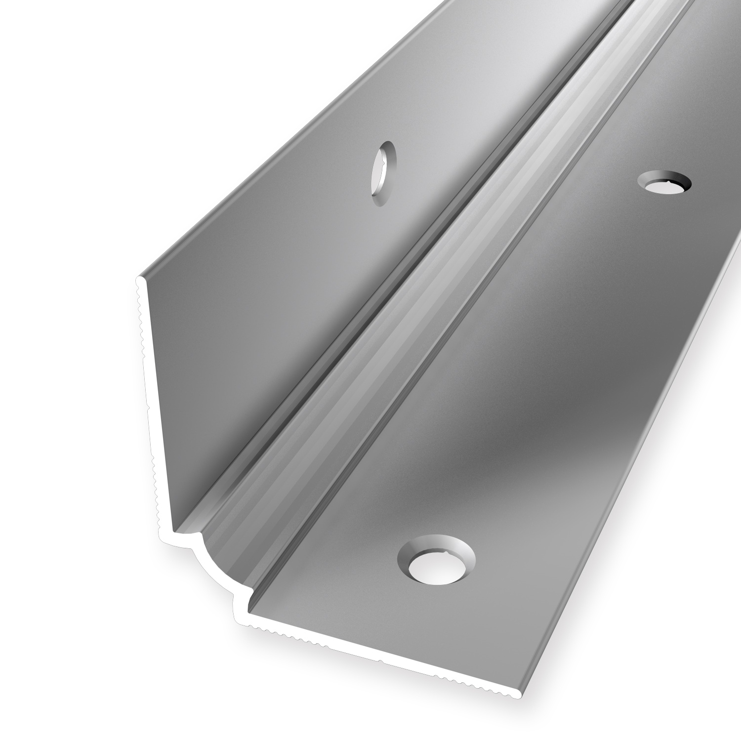 Profilo per bordo scala 29 x 29 x 2500 mm Alluminio Angolo interno scala Liscio Svasato Forato Küberit